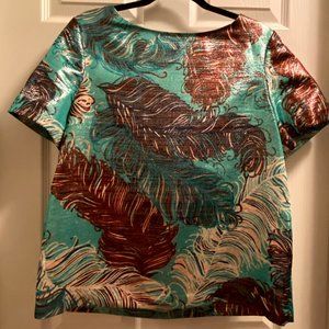 Kate Spade Metallic Peacock Feather Top